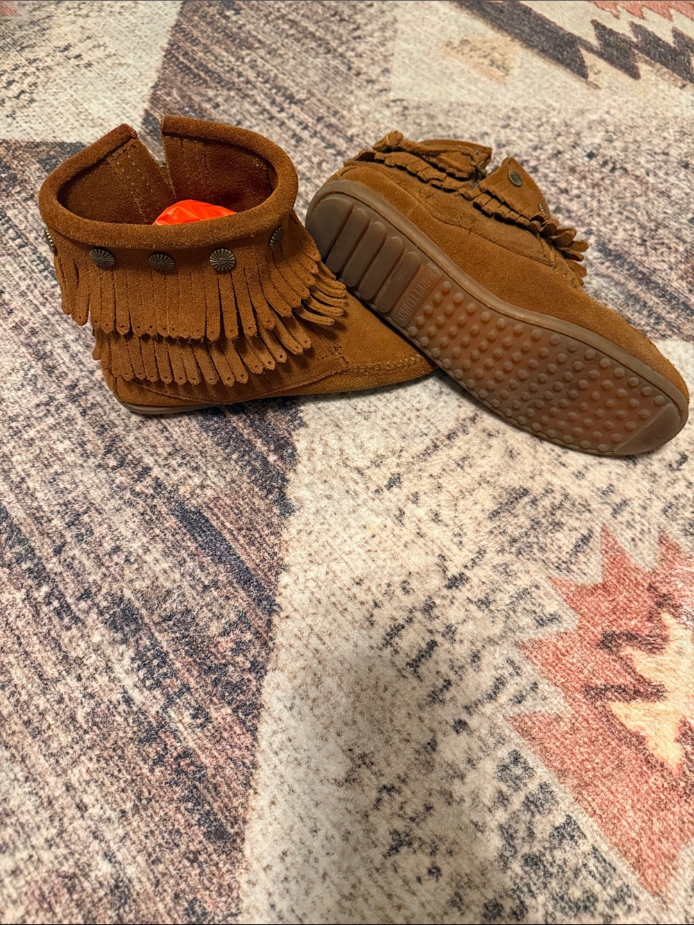 Minnetonka Girls' Brown Suede Fringe Moccasins